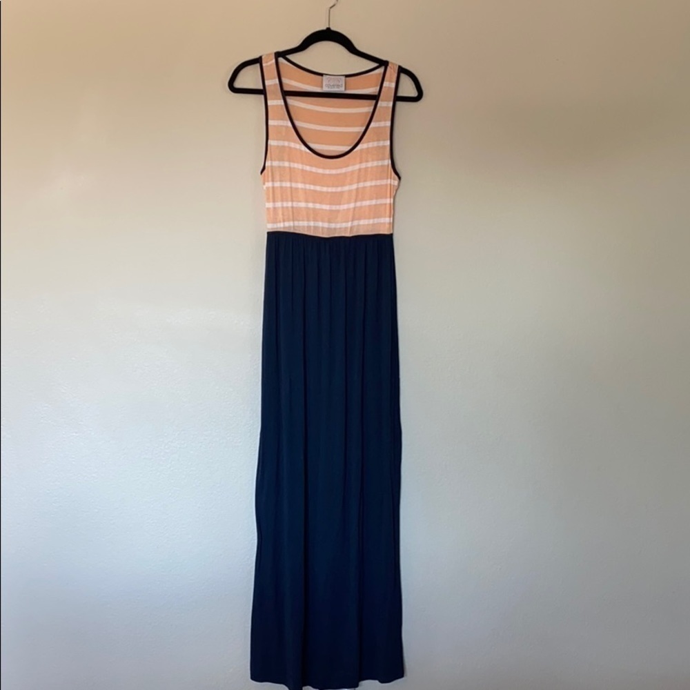 Coveted dress women’s large maxi stretchy empire blue peach